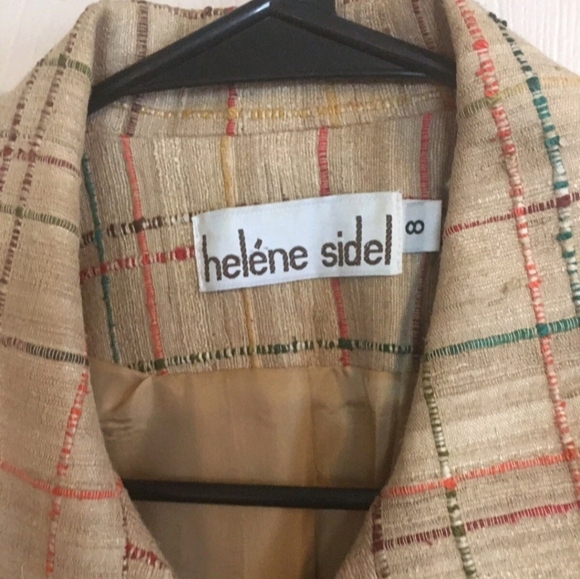 HELENE SIDEL BEIGE PLAID BLAZER SIZE 8 - Picture 2 of 6